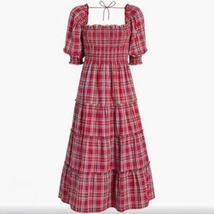 Hill House Nesli Red and Green Tartan Dress